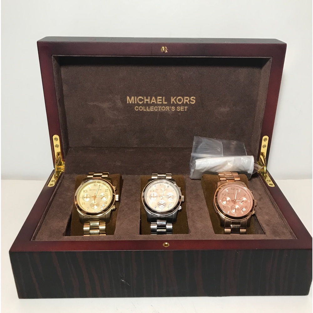 Michael Kors Collector's Set of Three Watches Plus 3 Slot Box All Running
